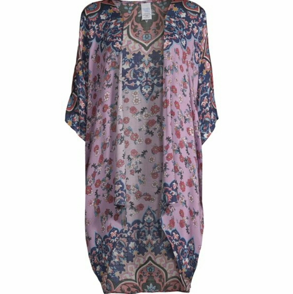 Trendy NWT Placement Print Cocoon Kimono - Picture 3 of 4